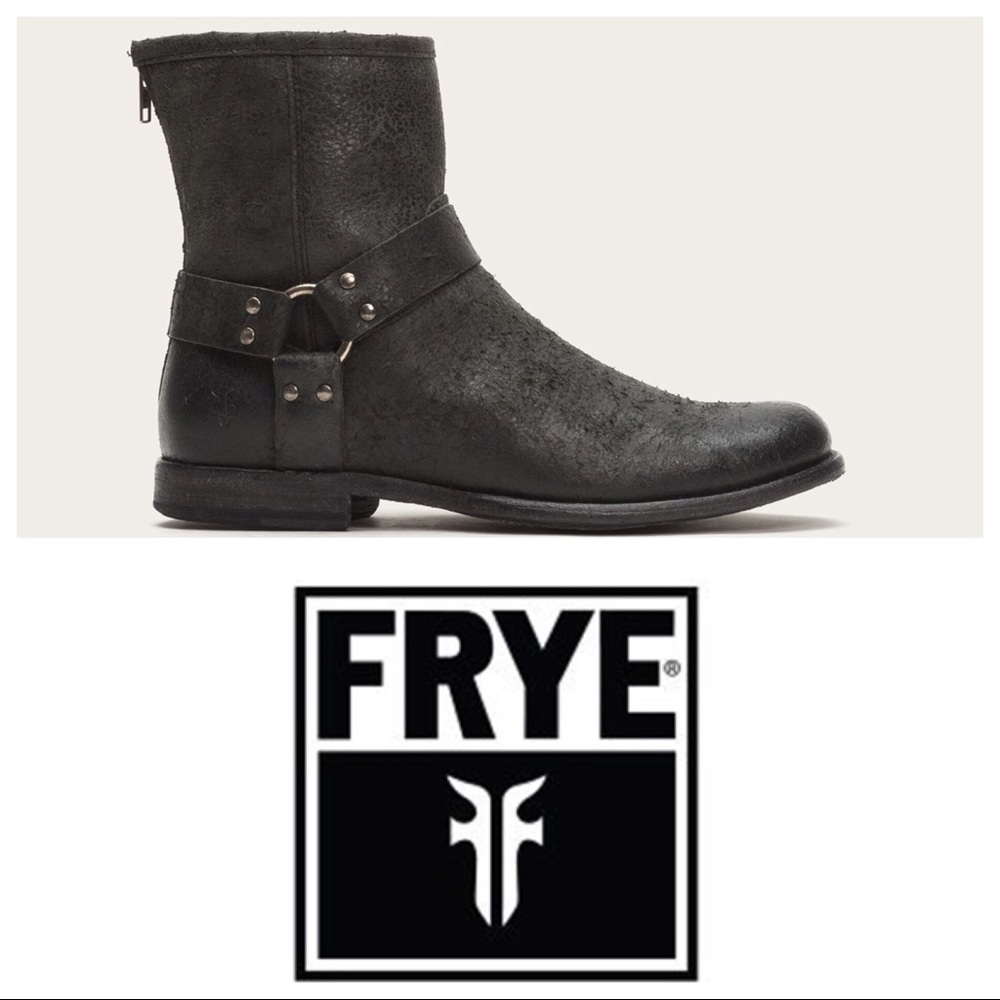 Men’s Frye Phillip Harness Black Moto Boots 9